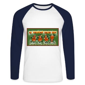 my deer christmas baking crew - Unisex Long Sleeve Baseball T-Shirt - white/navy - Front - Nik (191cm)