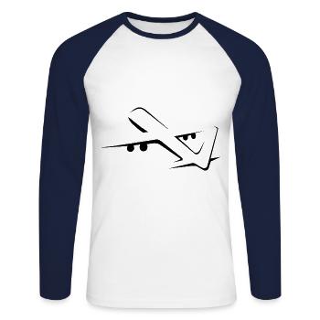 airplane - Unisex Long Sleeve Baseball T-Shirt - white/navy - Front - Nik (191cm)