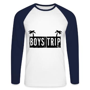 Boys Trip - Unisex Baseballshirt langarm - Weiß/Navy - Vorne - Nik (191cm)