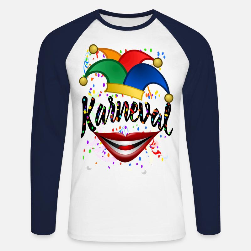 Karneval - Unisex Baseballshirt langarm - Weiß/Navy
