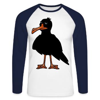 Bad luck misfortune bird birds sad grief - Unisex Long Sleeve Baseball T-Shirt - white/navy - Front - Nik (191cm)