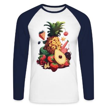 Fruit Republic - Unisex Long Sleeve Baseball T-Shirt - white/navy - Front - Nik (191cm)