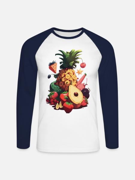Fruit Republic - Unisex Long Sleeve Baseball T-Shirt - white/navy