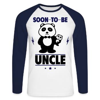 Soon uncle – Ready for uncle life! - Unisex Long Sleeve Baseball T-Shirt - white/navy - Front - Nik (191cm)