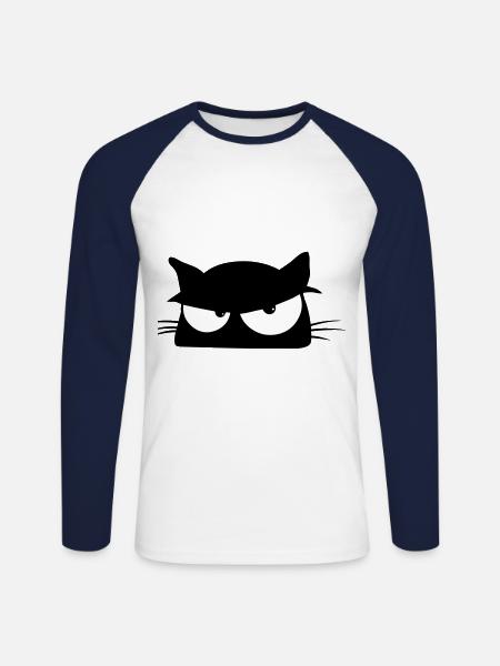 Black Cat 5 cat - Unisex Long Sleeve Baseball T-Shirt - white/navy
