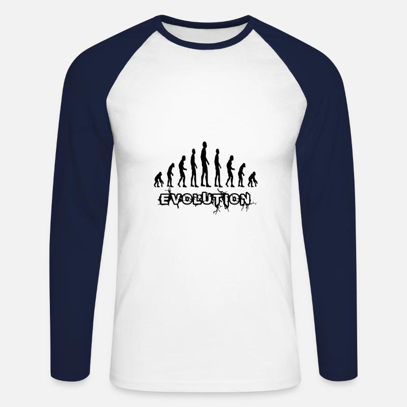Evolution - Unisex Long Sleeve Baseball T-Shirt - white/navy