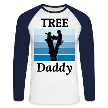 Arborist Papa Baum Kletterer Arboriculture Blauer Himmel - Unisex Baseballshirt langarm - Weiß/Navy - Vorne - Nik (191cm)