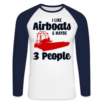 Airboat Fanboat Airboating Planeboat Bateau de marais - T-shirt baseball manches longues Homme - blanc/marine - Devant - Nik (191cm)