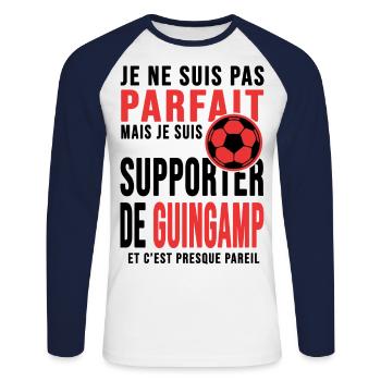 supporter foot Guingamp club humour football - T-shirt baseball manches longues Homme - blanc/marine - Devant - Nik (191cm)