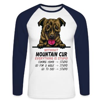 Ohne Berg-Cur ist alles doof - Unisex Baseballshirt langarm - Weiß/Navy - Vorne - Nik (191cm)
