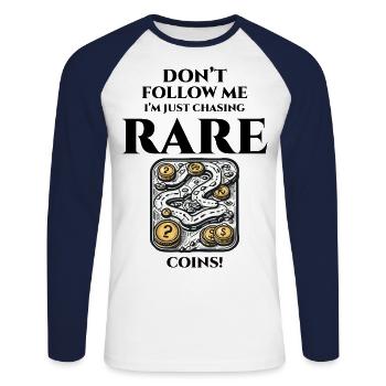 Coin Collecting Collector Numismatic Numismatist - Unisex Long Sleeve Baseball T-Shirt - white/navy - Front - Nik (191cm)