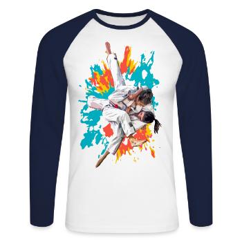 judo judoka - Unisex Long Sleeve Baseball T-Shirt - white/navy - Front - Nik (191cm)