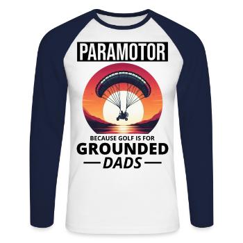 Paramotor Pilot Paramotoring Powered Paraglider - Unisex Long Sleeve Baseball T-Shirt - white/navy - Front - Nik (191cm)