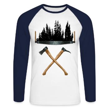 Outils des vieux forestiers - T-shirt baseball manches longues Homme - blanc/marine - Devant - Nik (191cm)