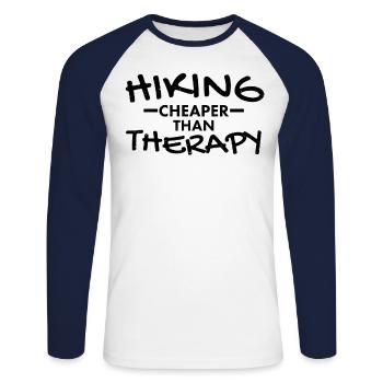 Hiking witty (hiking) - Unisex Long Sleeve Baseball T-Shirt - white/navy - Front - Nik (191cm)