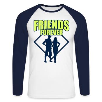 Amis pour toujours - T-shirt baseball manches longues Homme - blanc/marine - Devant - Nik (191cm)
