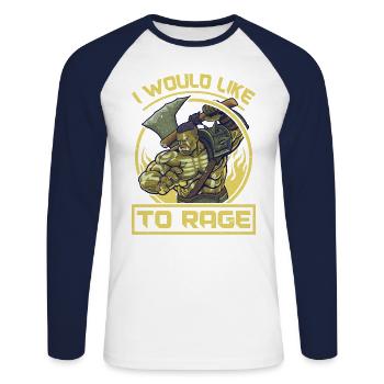 I would like to rage rpg funny , Rpg, Gaming - Unisex Long Sleeve Baseball T-Shirt - white/navy - Front - Nik (191cm)