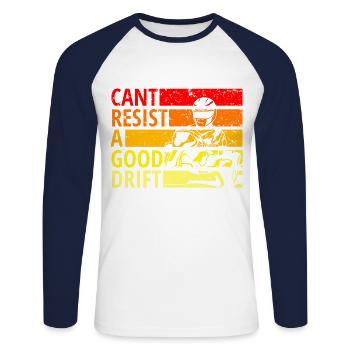 Cant resist a drift, Drift, Drive - T-shirt baseball manches longues Homme - blanc/marine - Devant - Nik (191cm)