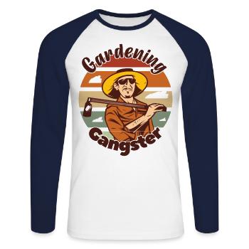 Gardening gangster funny, Flowers, Gangster - T-shirt baseball manches longues Homme - blanc/marine - Devant - Nik (191cm)