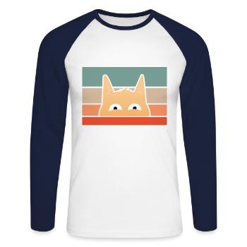 My Thinks I´M Cool, Cat, Cool - Unisex Baseballshirt langarm - Weiß/Navy - Vorne - Nik (191cm)