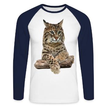 Lynx - T-shirt baseball manches longues Homme - blanc/marine - Devant - Nik (191cm)