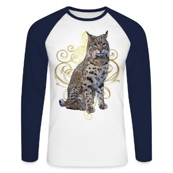 Lynx - T-shirt baseball manches longues Homme - blanc/marine - Devant - Nik (191cm)