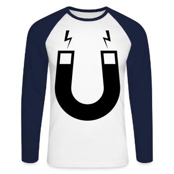 Hufeisen magnet - Unisex Baseballshirt langarm - Weiß/Navy - Vorne - Nik (191cm)