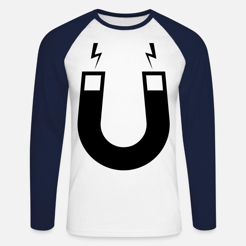 Hufeisen magnet - Unisex Baseballshirt langarm - Weiß/Navy