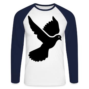 Dove symbol - Unisex Long Sleeve Baseball T-Shirt - white/navy - Front - Nik (191cm)