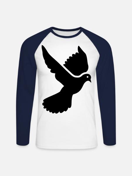 Dove symbol - Unisex Long Sleeve Baseball T-Shirt - white/navy