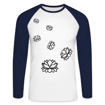 Icône de l’icône de la rose d’eau - T-shirt baseball manches longues Homme - blanc/marine - Devant - Nik (191cm)