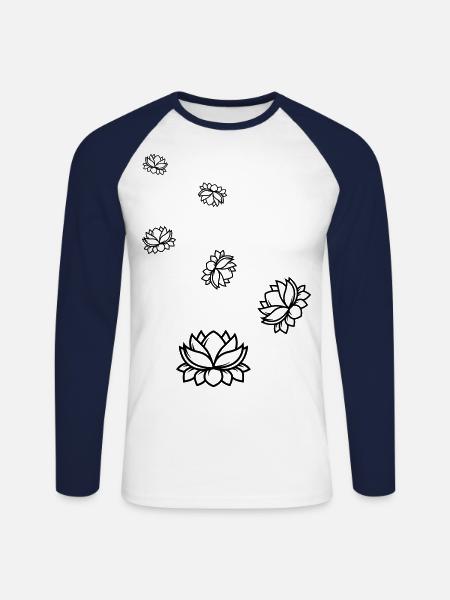 Water Rose Icon Icon - Unisex Long Sleeve Baseball T-Shirt - white/navy
