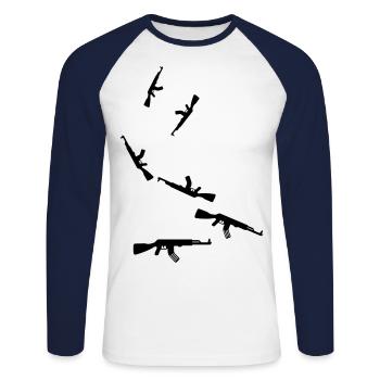 Gewehr icon symbol - Unisex Baseballshirt langarm - Weiß/Navy - Vorne - Nik (191cm)