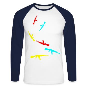 Rifle icon icon - Unisex Long Sleeve Baseball T-Shirt - white/navy - Front - Nik (191cm)