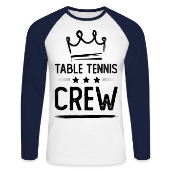 Table Tennis Crew - Unisex Baseballshirt langarm - Weiß/Navy - Vorne - Nik (191cm)