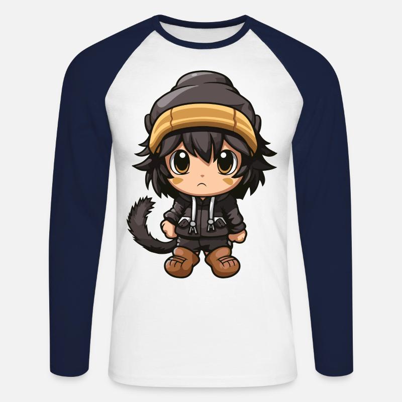 Affe Winter Tier Niedlich Comic - Unisex Baseballshirt langarm - Weiß/Navy
