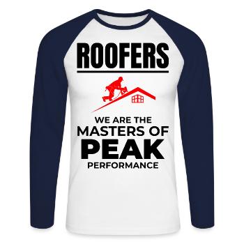 Roofer Roofing Roof Repair Mechanic Contractor - Unisex Long Sleeve Baseball T-Shirt - white/navy - Front - Nik (191cm)