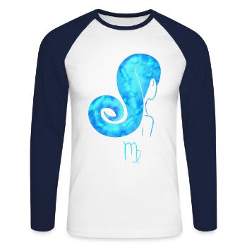 Vierge - T-shirt baseball manches longues Homme - blanc/marine - Devant - Nik (191cm)