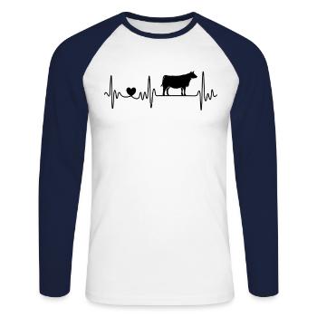 Kuh Rind Landwirt Herzschlag Für Bauer Bauernhof - Unisex Baseballshirt langarm - Weiß/Navy - Vorne - Nik (191cm)