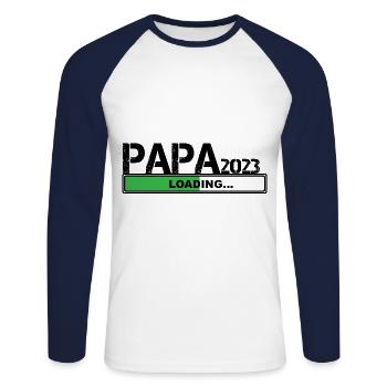 Papa 2023 loading - Unisex Baseballshirt langarm - Weiß/Navy - Vorne - Nik (191cm)