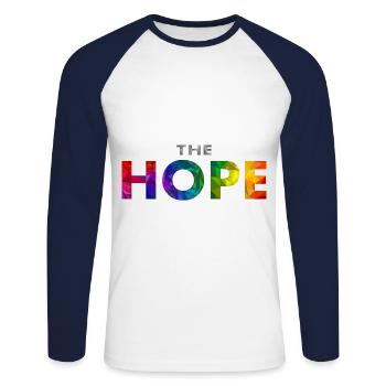 The Hope - Unisex Long Sleeve Baseball T-Shirt - white/navy - Front - Nik (191cm)