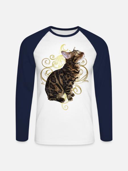 Bengal Cat - Unisex Long Sleeve Baseball T-Shirt - white/navy