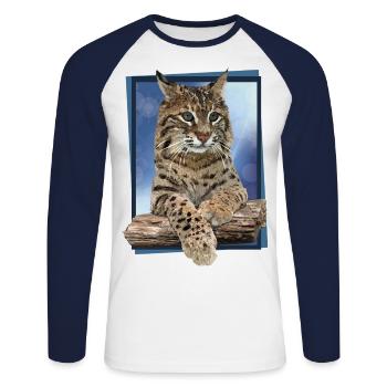 Lynx - T-shirt baseball manches longues Homme - blanc/marine - Devant - Nik (191cm)