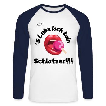 Koin Schlotzer - Unisex Baseballshirt langarm - Weiß/Navy - Vorne - Nik (191cm)