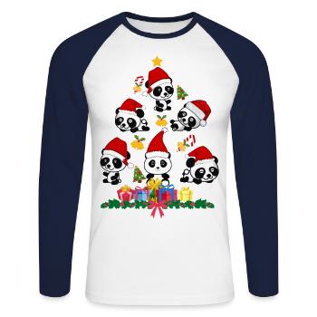 Panda-Weihnachten. Weihnachtsgeschenk - Unisex Baseballshirt langarm - Weiß/Navy - Vorne - Nik (191cm)