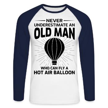 Hot Air Ballooning Hopper Balloon Ride Balloonist - Unisex Long Sleeve Baseball T-Shirt - white/navy - Front - Nik (191cm)