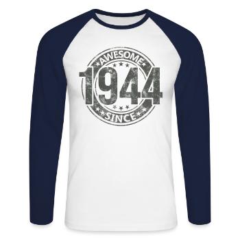 Awesome Since Vintage 1944 Retro Birthday - Unisex Long Sleeve Baseball T-Shirt - white/navy - Front - Nik (191cm)