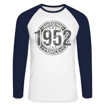 Génial depuis l’anniversaire rétro vintage 1952 - T-shirt baseball manches longues Homme - blanc/marine - Devant - Nik (191cm)