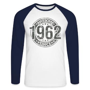 Awesome Since Jahrgang 1962 Retro Geburtstag - Unisex Baseballshirt langarm - Weiß/Navy - Vorne - Nik (191cm)