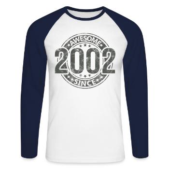 Génial depuis l’anniversaire rétro vintage 2002 - T-shirt baseball manches longues Homme - blanc/marine - Devant - Nik (191cm)